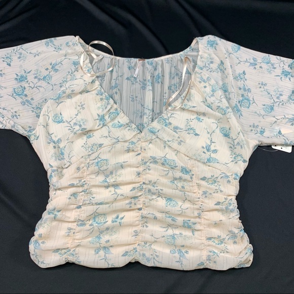 Free people final rose blouse v neck long sleeve - Picture 3 of 10